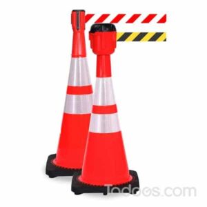 Orange cones can be transformed into imposing barriers with the traffic cone topper