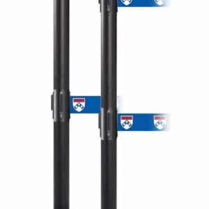 Custom retractable belt barriers such as this QueueMaster Twin come with the convenience of customizing a single or both belts