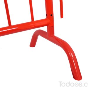 Our red steel crowd control barrier consists of a 2.5-meter steel frame that's made of 16 gauge steel and is welded together with 21 uprights