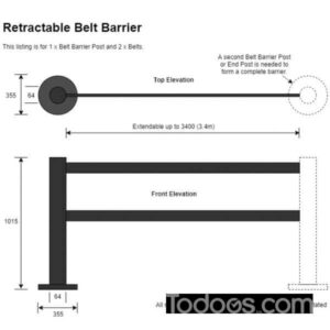 SafetyMaster 450 Twin Retractable Belt Barrier - 3.4m Belts-technical-drawing