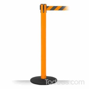 A retractable queue barrier in safety colors is easily visible from any direction and is an excellent way to restrict access.