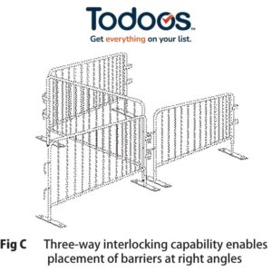 Three-way interlocking capability enables placement of barriers at right angles