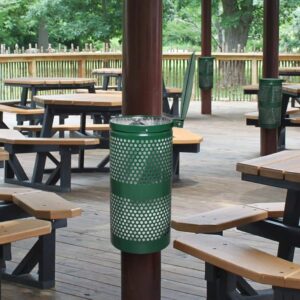 Outdoor Waste Receptacle With Lid - Landscape Series Trash Cans