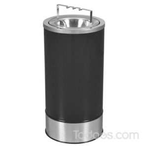 Freestanding steel floor urn with decorative powder trim and bridge for smoking and ash management