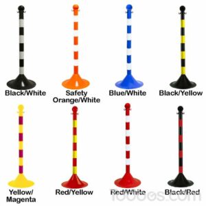 2 Inch Diameter Plastic Crowd Control Striped Stanchion All Color Variants