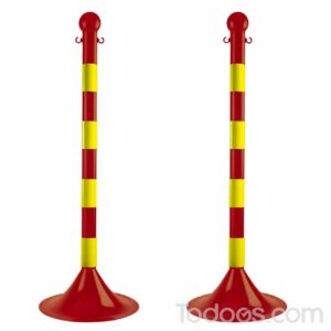 2 Inch Diameter Plastic Crowd Control Striped Stanchion Red-Yellow Stripes