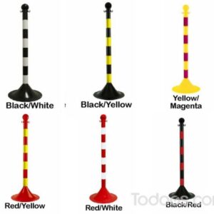 2 inch striped plastic stanchions - All color variants