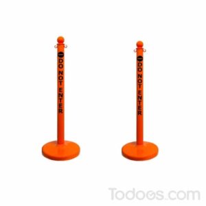 2.5 Diameter Safety Label Plastic Stanchions Pack of 2 in Safety Orange