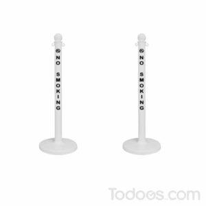 2.5 Diameter Safety Label Plastic Stanchions Pack of 2 in White Color