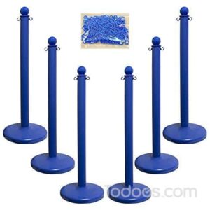 2.5 Inch Diameter Plastic Stanchion and 50' Chain Kit In Blue Color