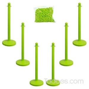 2.5 Inch Diameter Plastic Stanchion and 50' Chain Kit In Green Color