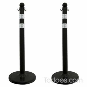 2.5 Inch Diameter Reflective Plastic Stanchions Pack of 2 In Black Color