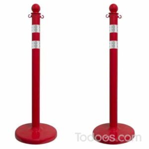 2.5 Inch Diameter Reflective Plastic Stanchions Pack of 2 In Red Color