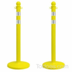 2.5 Inch Diameter Reflective Plastic Stanchions Pack of 2 In Yellow Color