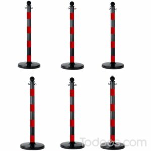 Red/Black 2.5 inch Diameter Plastic Crowd Control Striped Stanchion