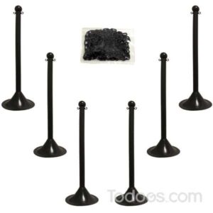 2″ Diameter Plastic Stanchion and 50′ Chain Kit In Black Color