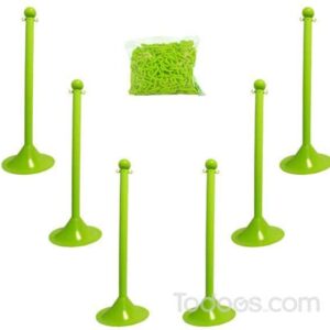 2″ Diameter Plastic Stanchion and 50′ Chain Kit Safety Green Color