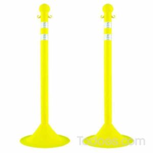 Reflective Striped Plastic Stanchions Offer Access Control with High Visibility