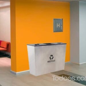 3 section garbage can in a lobby | Lifestyle