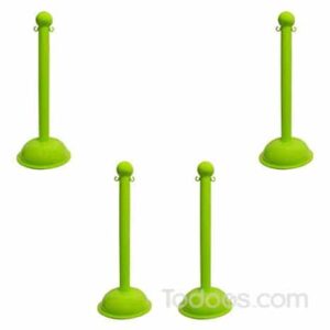 3″ Diameter Plastic Crowd Control Stanchion Green Color Pack of 4