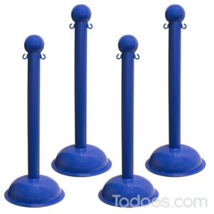 3″ Diameter Plastic Crowd Control Stanchion In Blue Pack of 4