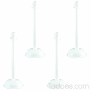 3″ Diameter Plastic Crowd Control Stanchion White Color Pack of 4