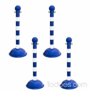 3″ Diameter Plastic Striped Stanchions Blue white Stripes Pack of 4