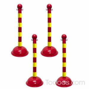 3″ Diameter Plastic Striped Stanchions Pack of 4 In Yellow- Red Stripes