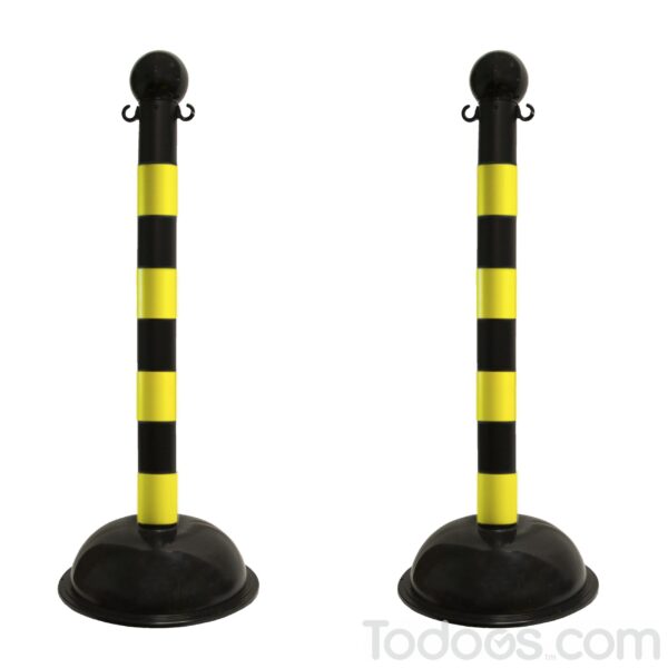 Its is a set of two 3 Inch striped Plastic stanchions.