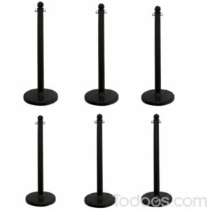Black 2.5 inch Diameter Plastic Crowd Control Stanchion Pack of 6