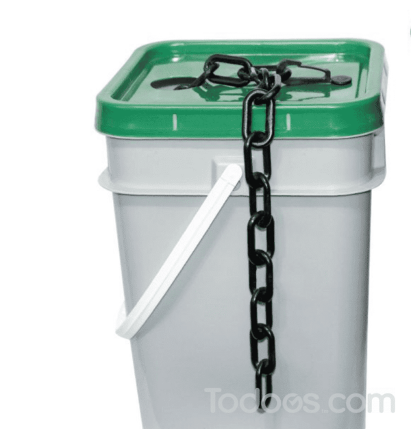Black Plastic Barrier Chain In a Pail