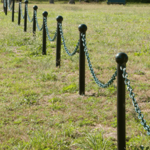 Black Plastic Barrier Chain On Stanchions