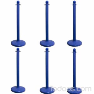 Blue 2.5 inch Diameter Plastic Crowd Control Stanchion Pack of 6