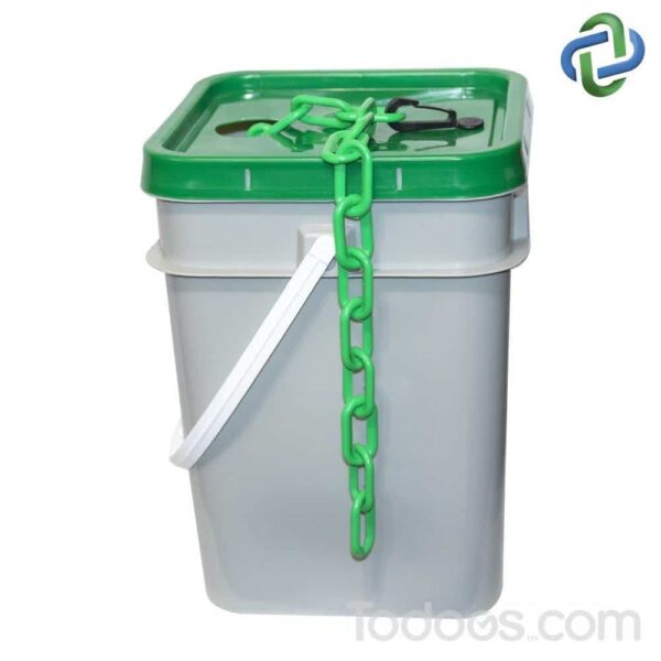 Green Plastic Barrier Chain In a Pail