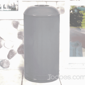 This contemporary trash can features a seamless stainless steel body.