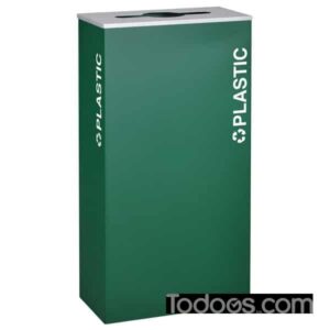 Green Color Plastic Graphic - Metal Indoor Trash and Recycle System Single Unit - 17 Gallon