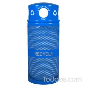 Recycling Bin for Outdoor Use - Steel 34 Gallon Bin with Dome Top