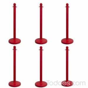 Red 2.5 inch Diameter Plastic Crowd Control Stanchion Pack of 6