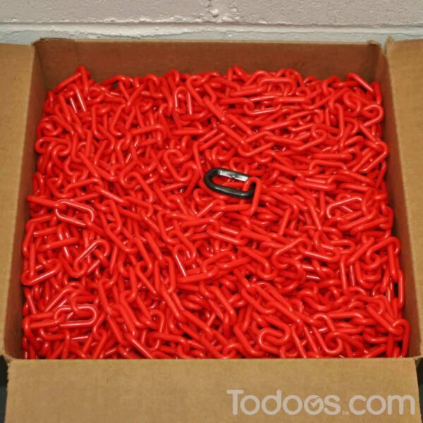 Order Red Plastic Chain for stanchions in bulk in boxes of 100', 300' or 500'. Ensure strong visual barriers!