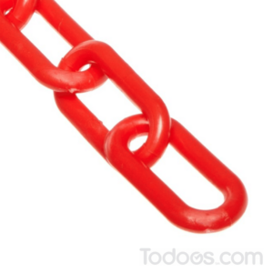 This barrier chain is made in the USA, is UV-resistant, and is recyclable
