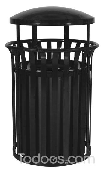 Streetscape Outdoor Metal Trash Can with Lid - 35 Gallon