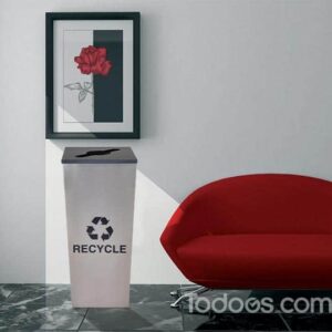 Rigid 18 gallon capacity recycling unit Constructed of fire-safe steel
