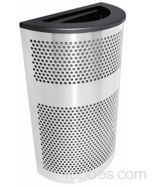 Half round trash can | 20 gallon liner in fine perforated steel body!