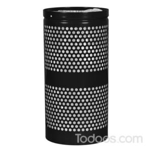 20 gallon perforated trash receptacle with retainer bands for liners