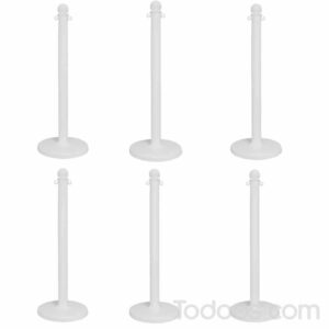 White 2.5 inch Diameter Plastic Crowd Control Stanchion Pack of 6