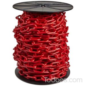 Red Plastic Chain Sold on a Reel for Long Term Use and Easy Storage