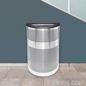 Half round trash can | 20 gallon liner in fine perforated steel body!