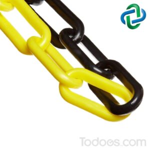 1.5 Diameter Bi-Color - Black And Yellow Plastic Barrier Chain 100 Feet
