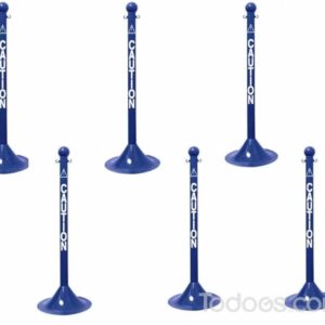 2 Diameter Workplace Stanchion with Safety Lettering Blue Color (6 pack)