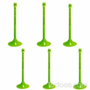 2″ Diameter Workplace Stanchion with Safety Lettering pack of 6 in Safety Green